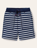 Striped Indigo Sweatshorts-Indigo/Ivory