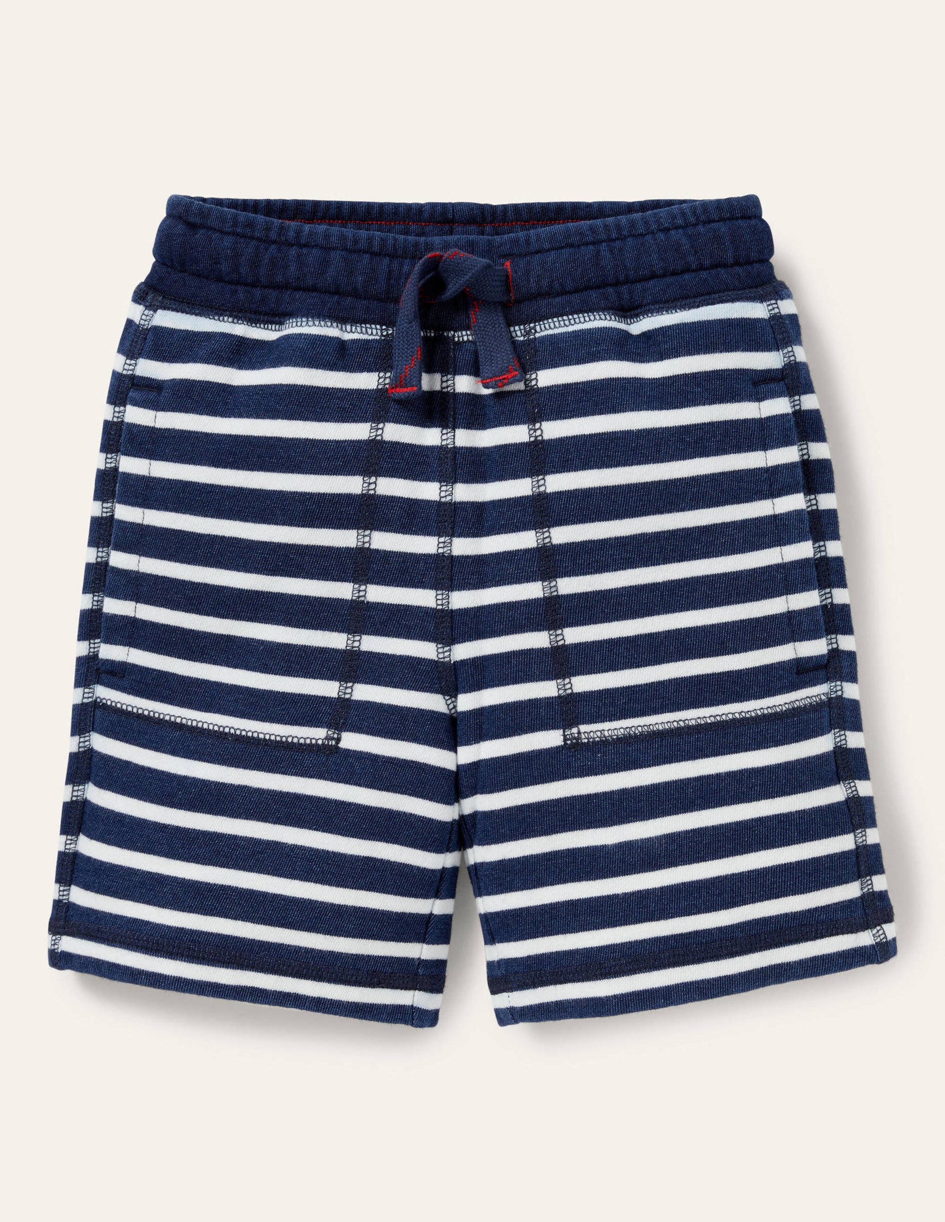 Striped Indigo Sweatshorts-Indigo/Ivory-1