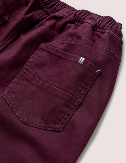 Relaxed Slim Pull-on Trousers-Berry Purple-3