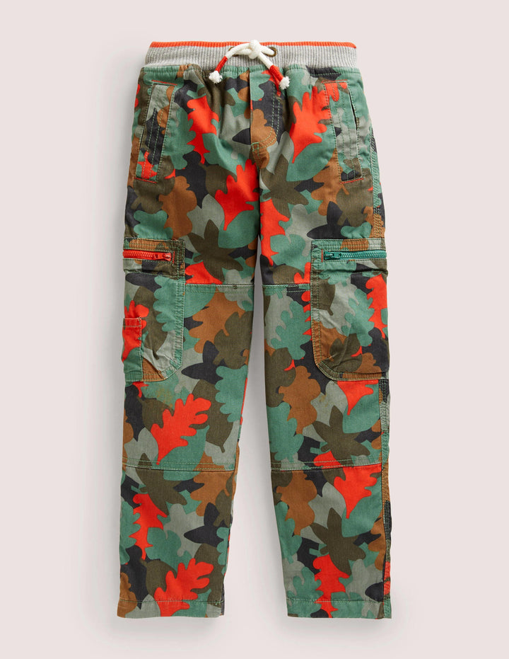 Cosy Lined Cargo Trousers-Rosemary Autumn Leaf Camo