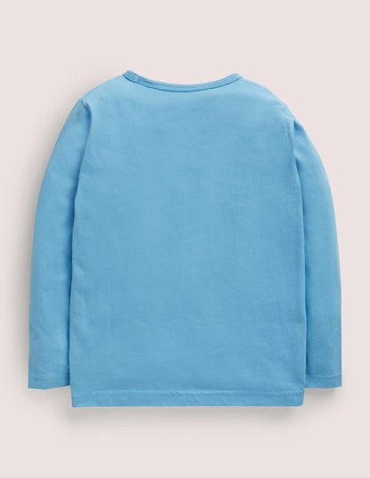 Blue Pumpkin Appliqué Long-Sleeved Halloween T-shirt-Surfboard Blue Pumpkin-2