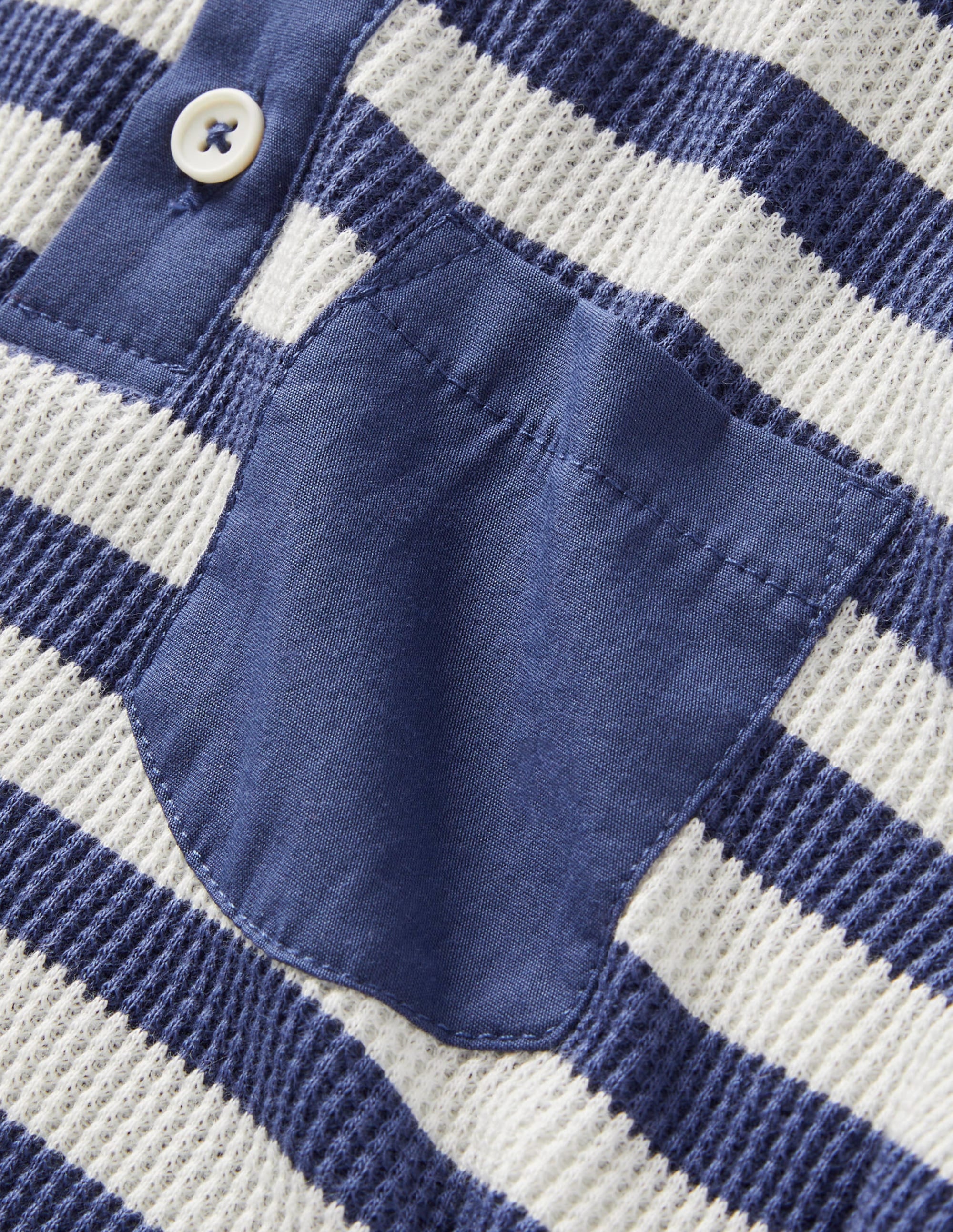 Waffle Henley T-Shirt-Ivory/Starboard - Image 3