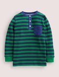 Waffle Henley T-Shirt-Shady Glade Green/ Navy Marl