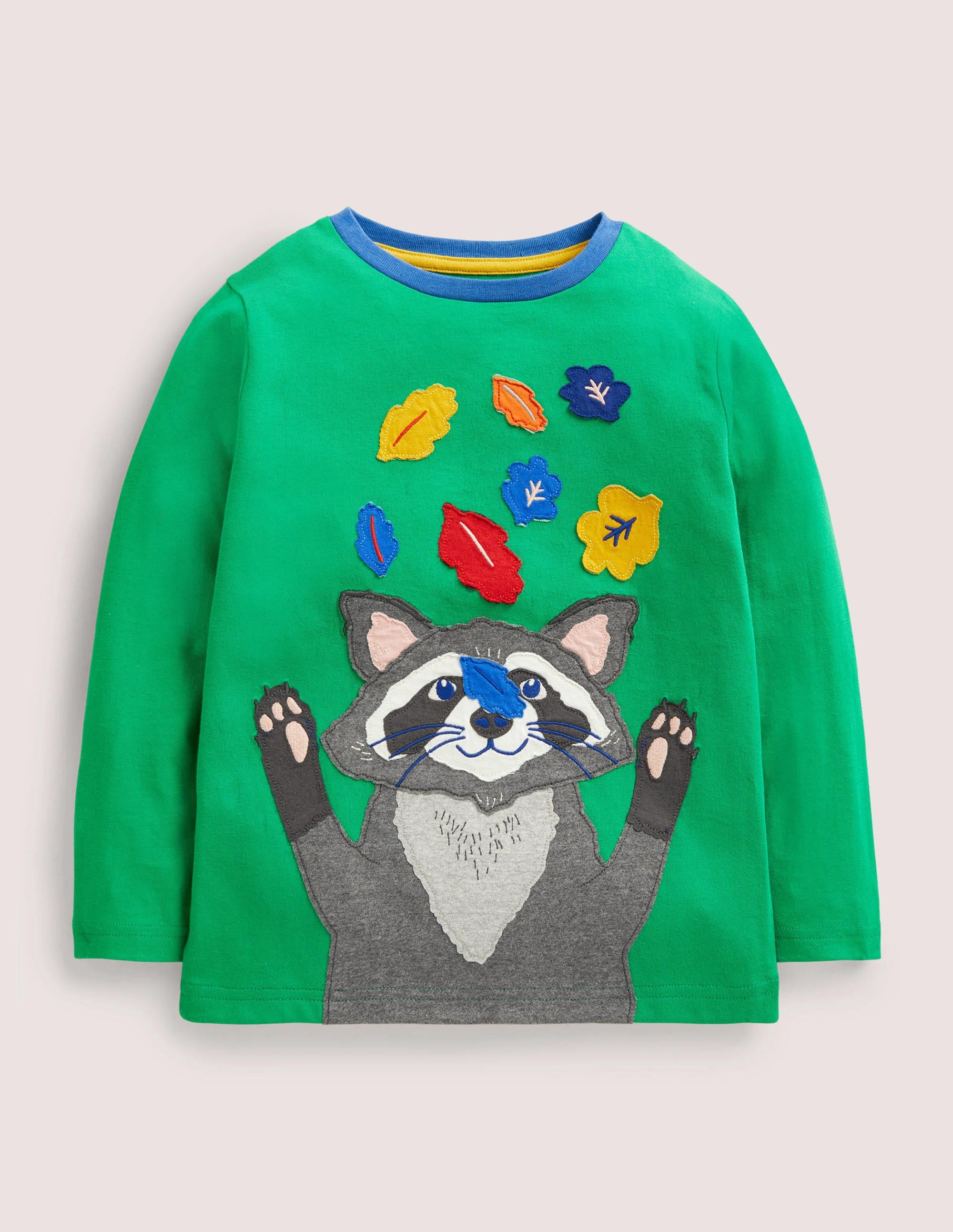Front & Back Appliqué T-shirt-Highland Green Racoon - Image 1