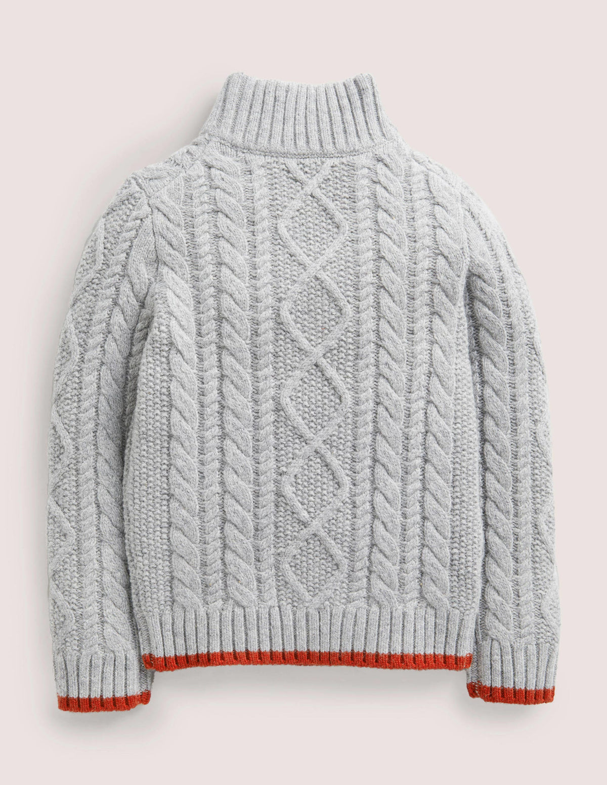 Grey Half Zip Cable Knit Jumper-Grey Marl Cable - Image 2