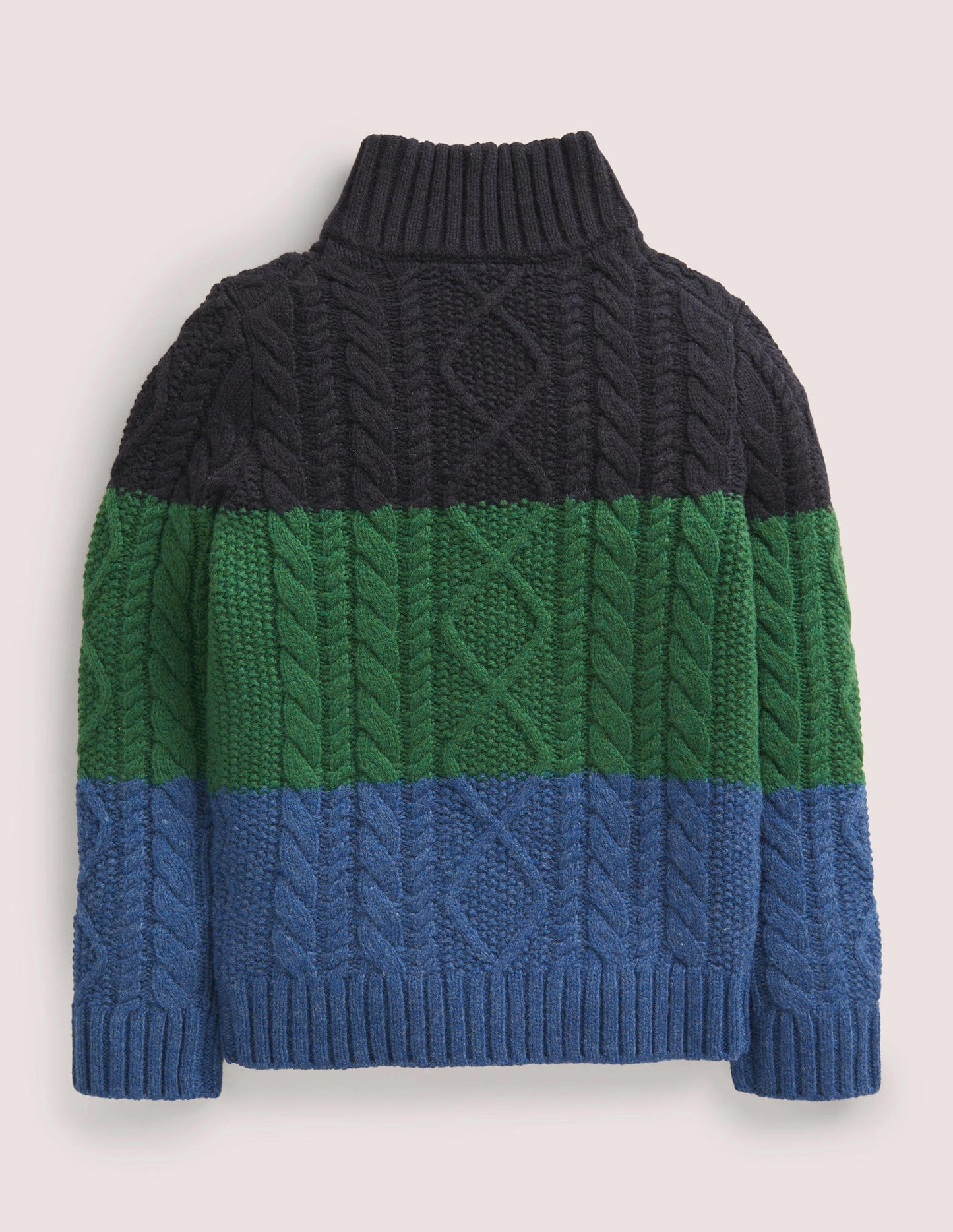 Colourblock Half Zip Cable Knit Jumper-Multi Colourblock
