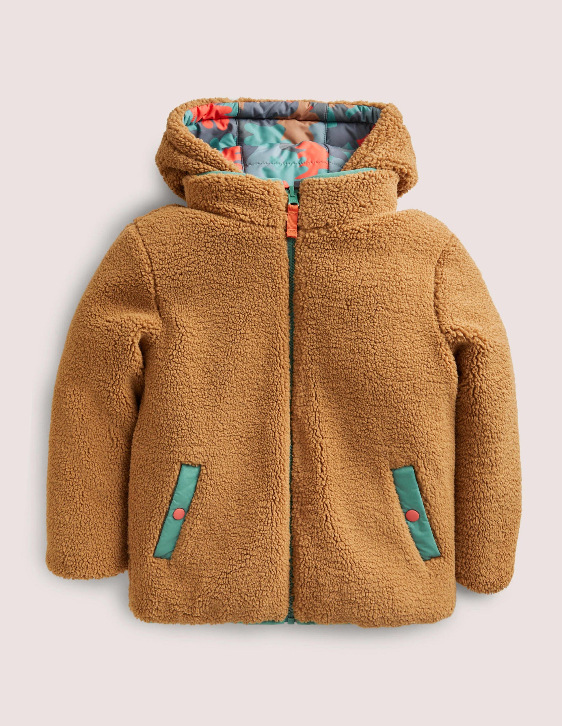 Autumn Leaf Reversible Teddy Puffer Jacket-Rosemary Autumn Leaf Camo-4