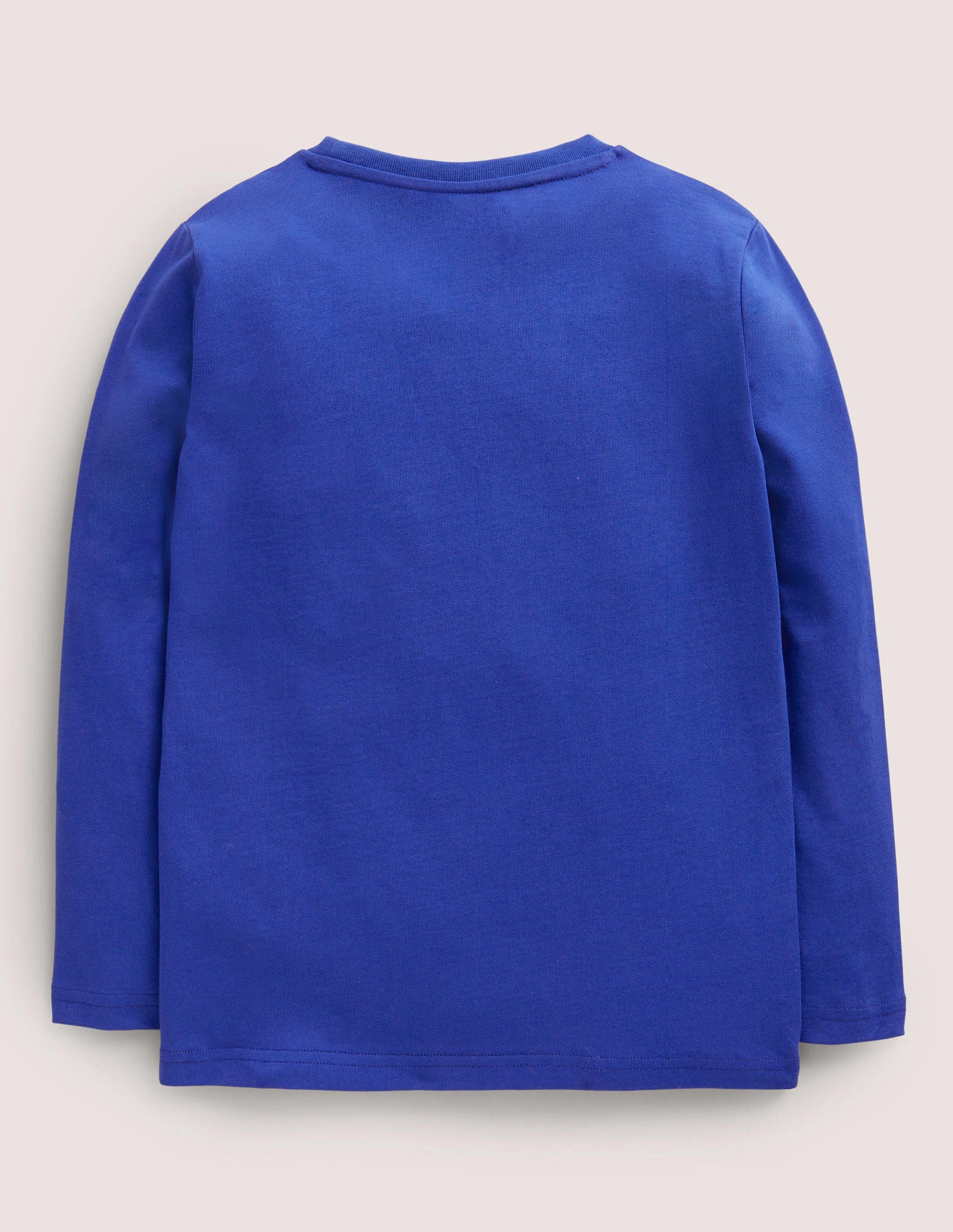 Blue Owl Print Long-Sleeved T-shirt-Brilliant Blue Owl-2