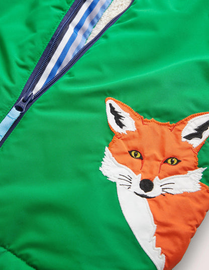 Colourblock Sherpa-Lined Fox Print Anorak-Highland Green Fox-3