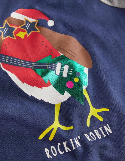 Festive Raglan T-shirt-College Navy Rockin' Robin-3