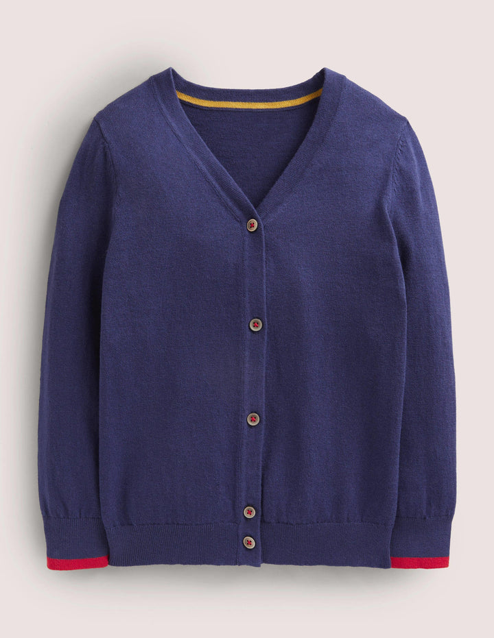 Cotton Cashmere Mix Cardigan-College Navy