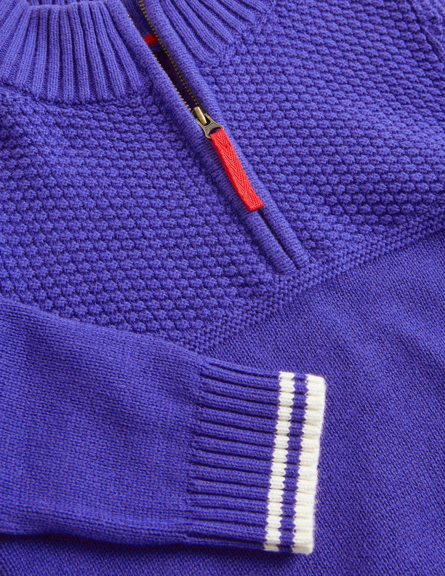 Fine Gauge Half Zip Jumper-Bluing Blue