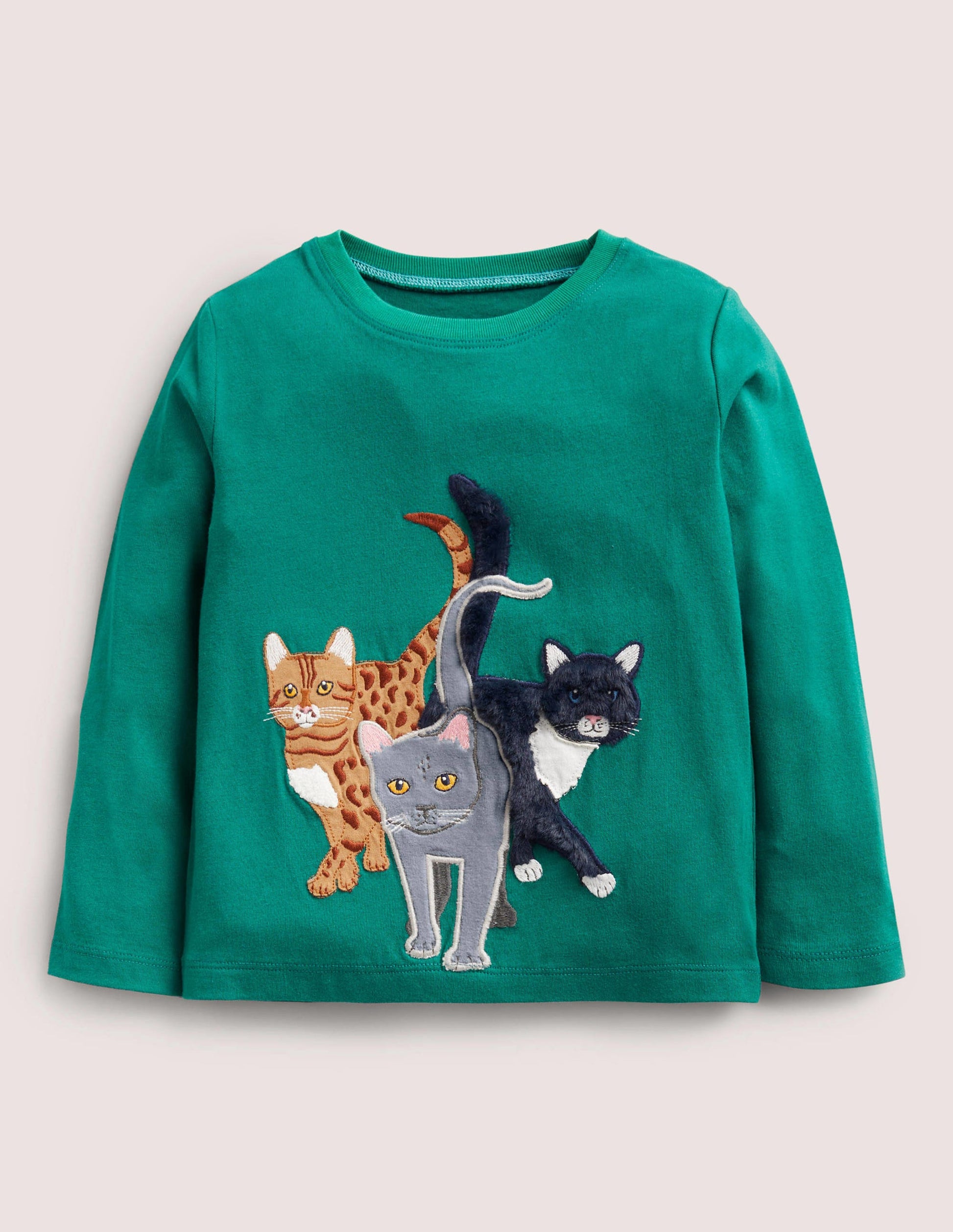 Animal Appliqué T-shirt-Shady Glade Cats-1