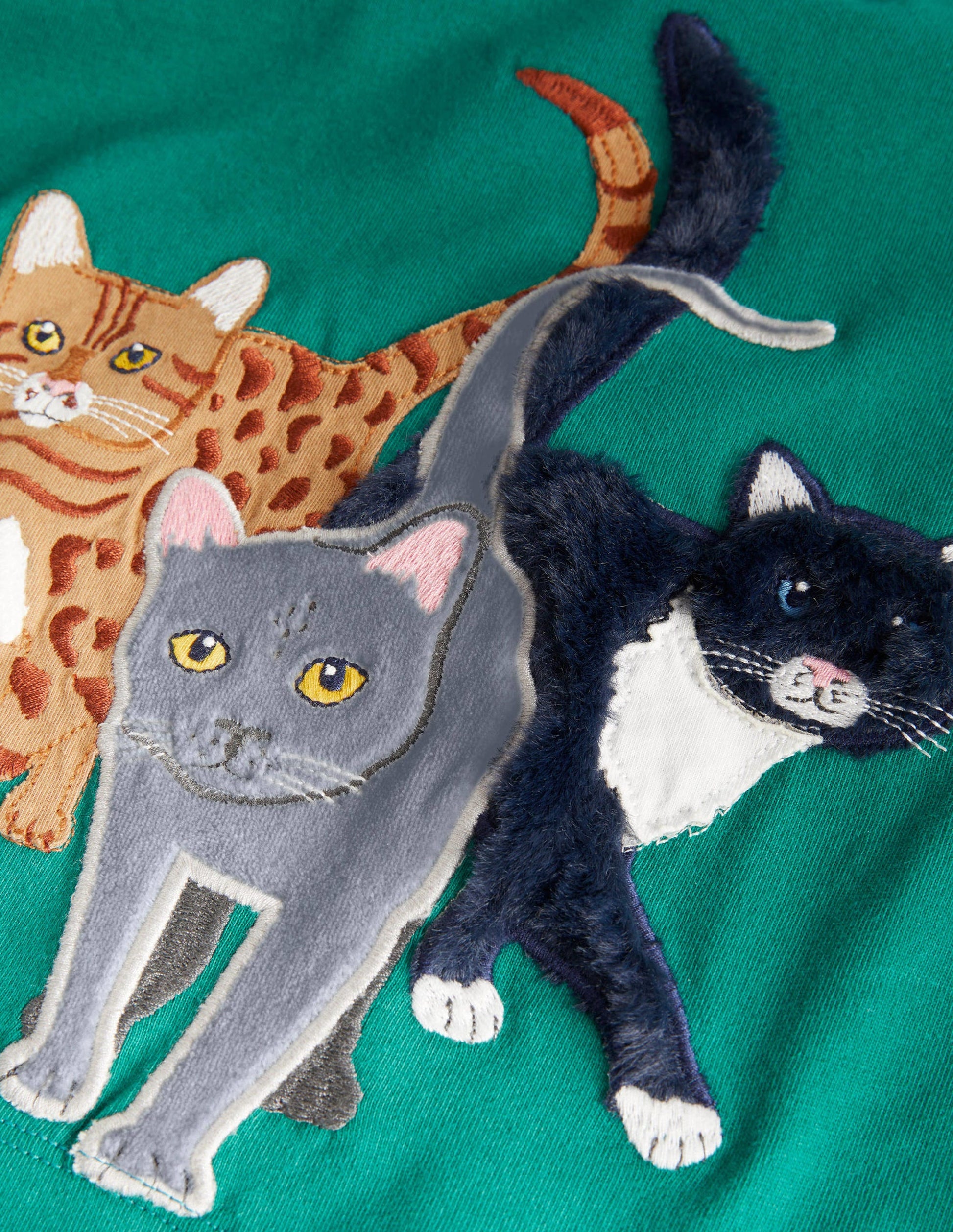 Animal Appliqué T-shirt-Shady Glade Cats-3
