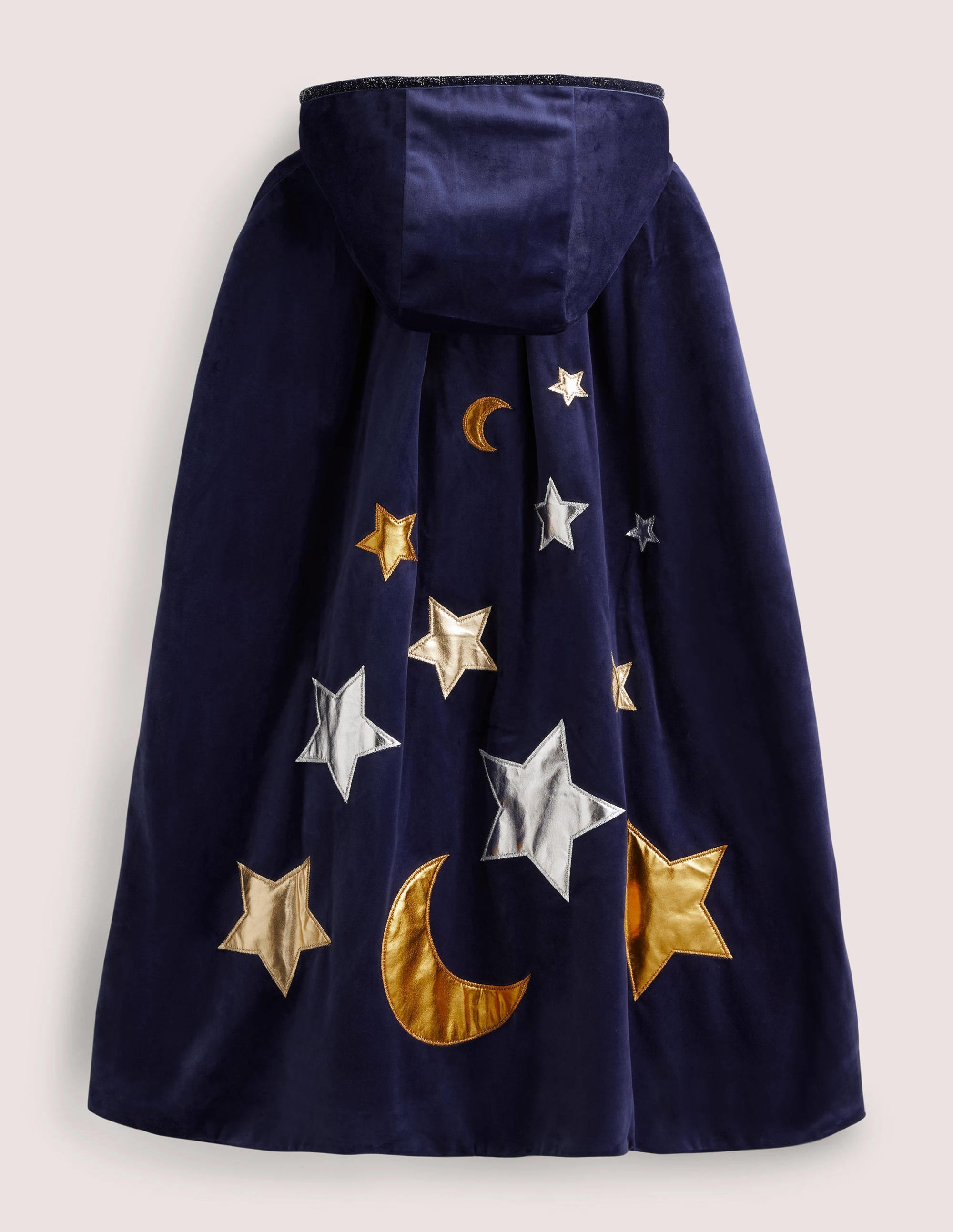 Navy Embroidered Stars Velvet Halloween Cape-College Navy - Image 2