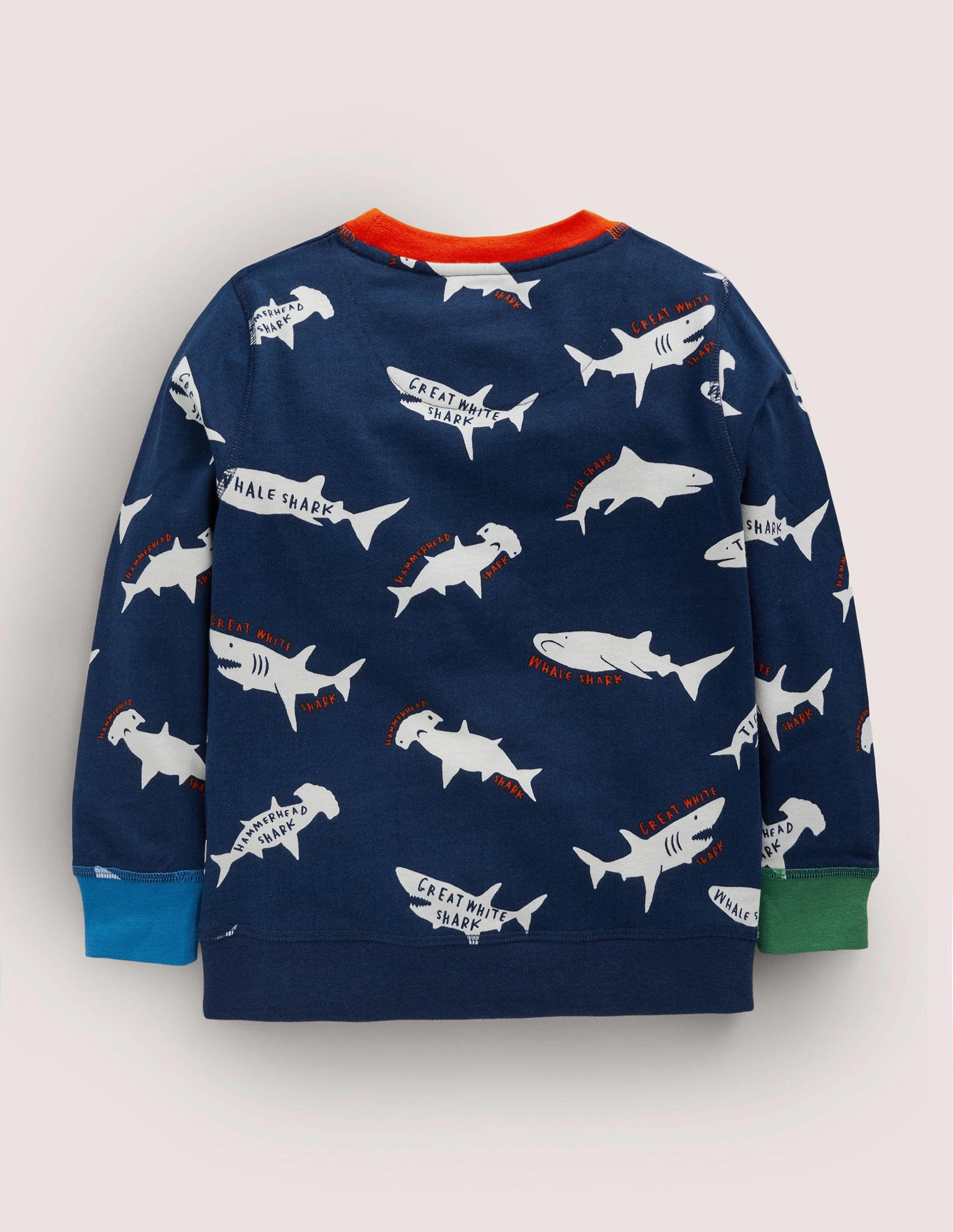 Printed Sweatshirt-College Navy/ Ivory Sharks-2