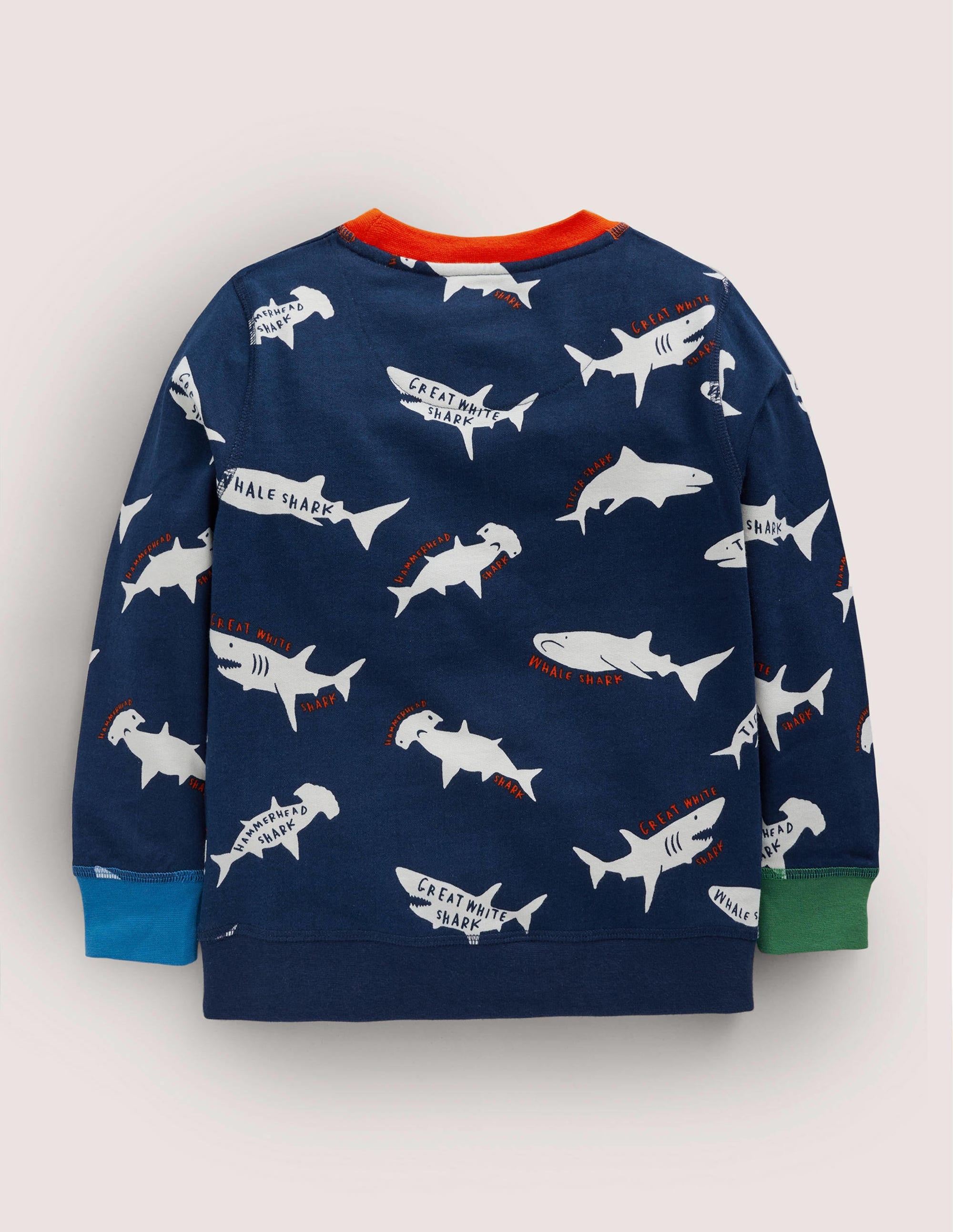 Printed Sweatshirt-College Navy/ Ivory Sharks - Image 2