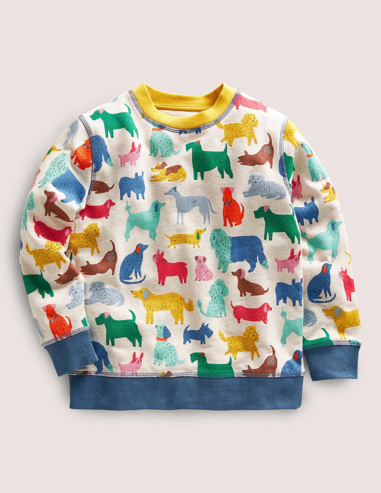 Printed Sweatshirt-Ecru/Elizabethan Blue Dogs