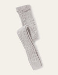 Cable Footless Tights-Grey Marl