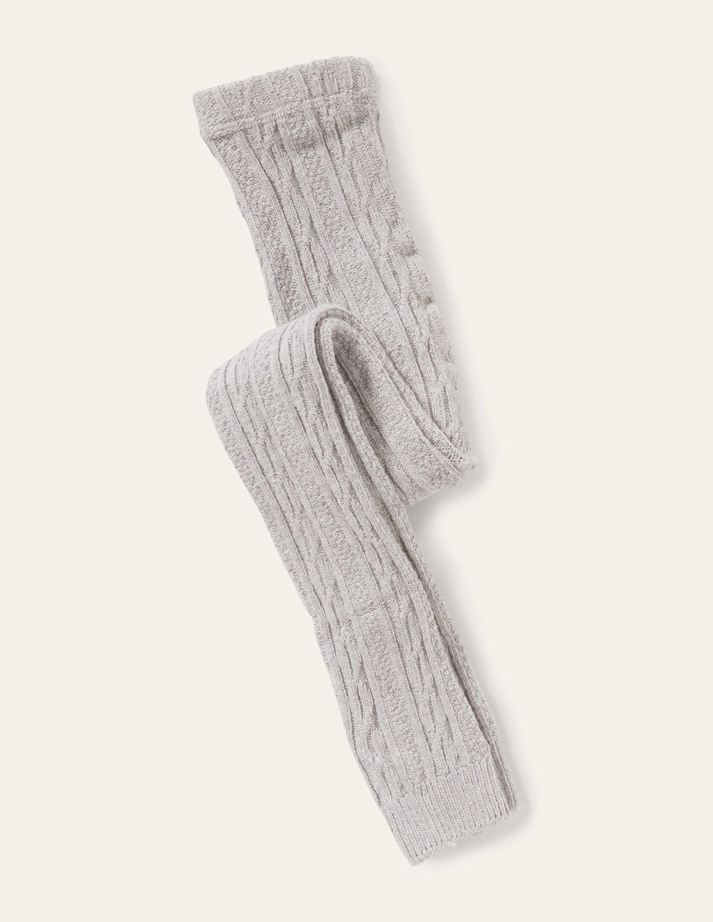 Cable Footless Tights-Grey Marl