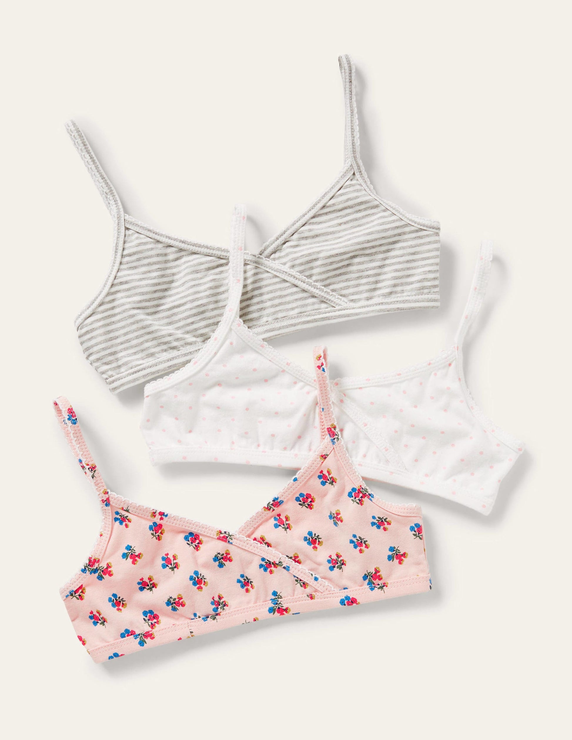 Crossover Crop Tops 3 Pack-Pink Floral-1