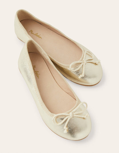 Ballet Flats-Gold Sparkle Leather-1