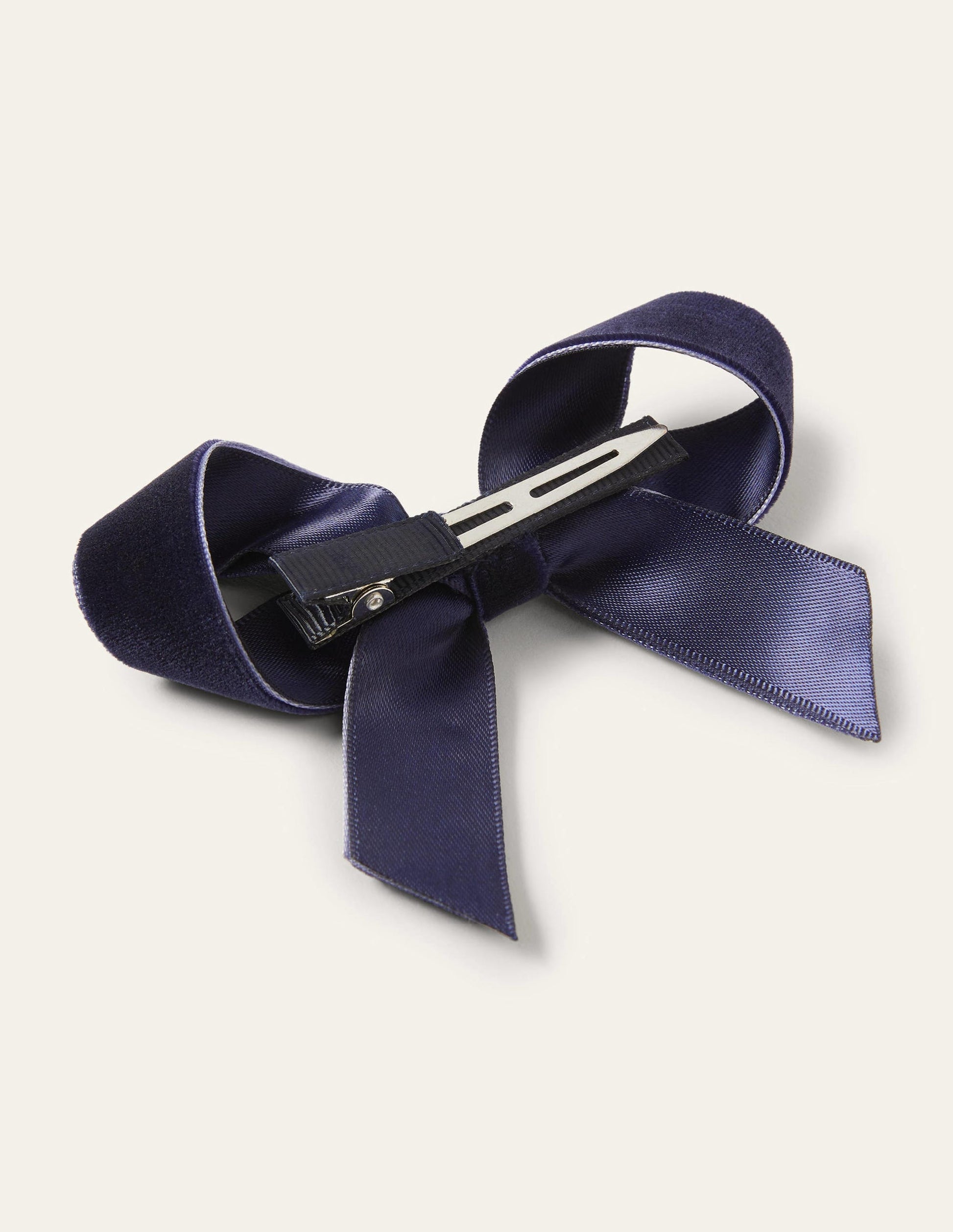 Large Bow Hair Clip-College Navy-2