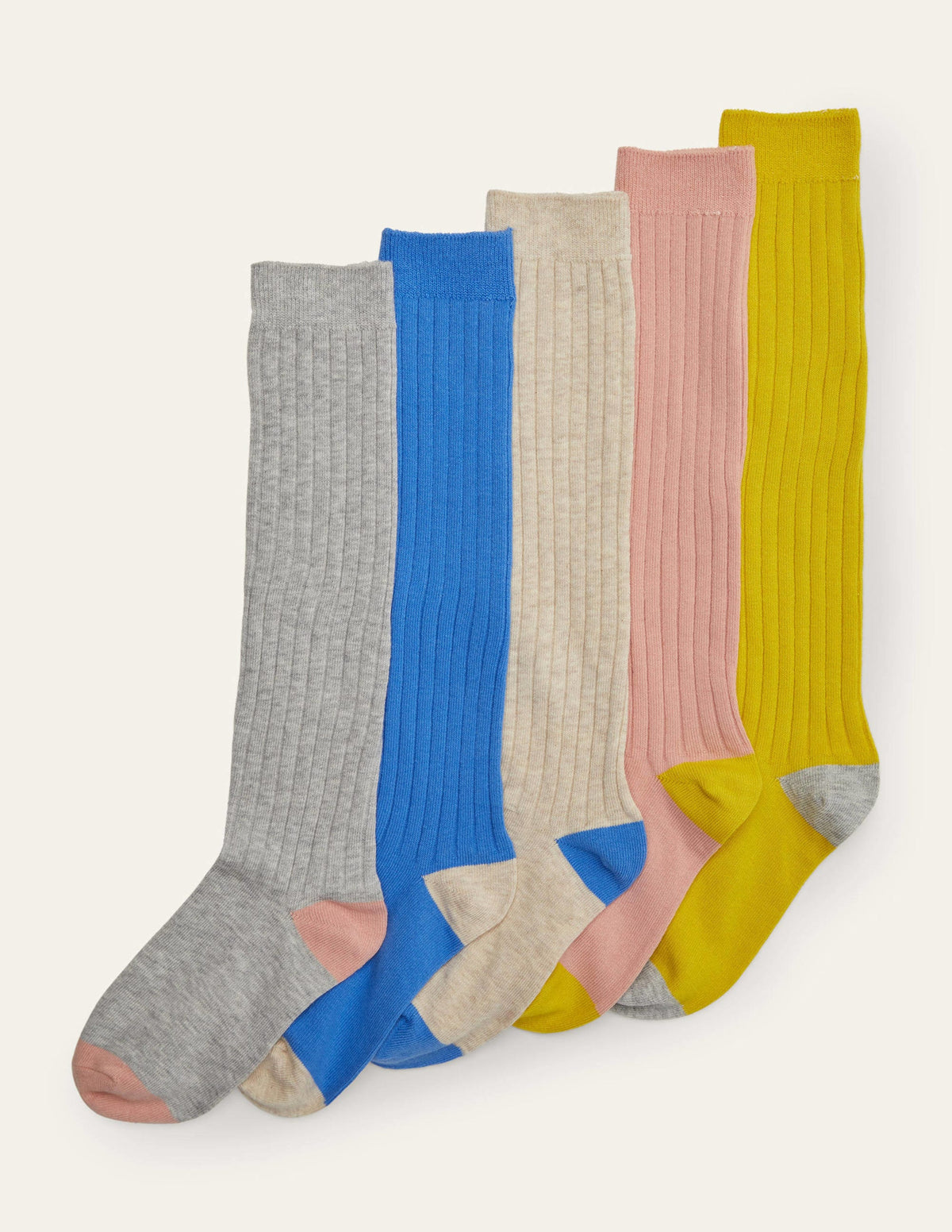 Ribbed Knee High Socks 5 Pack-Multi - Image 1