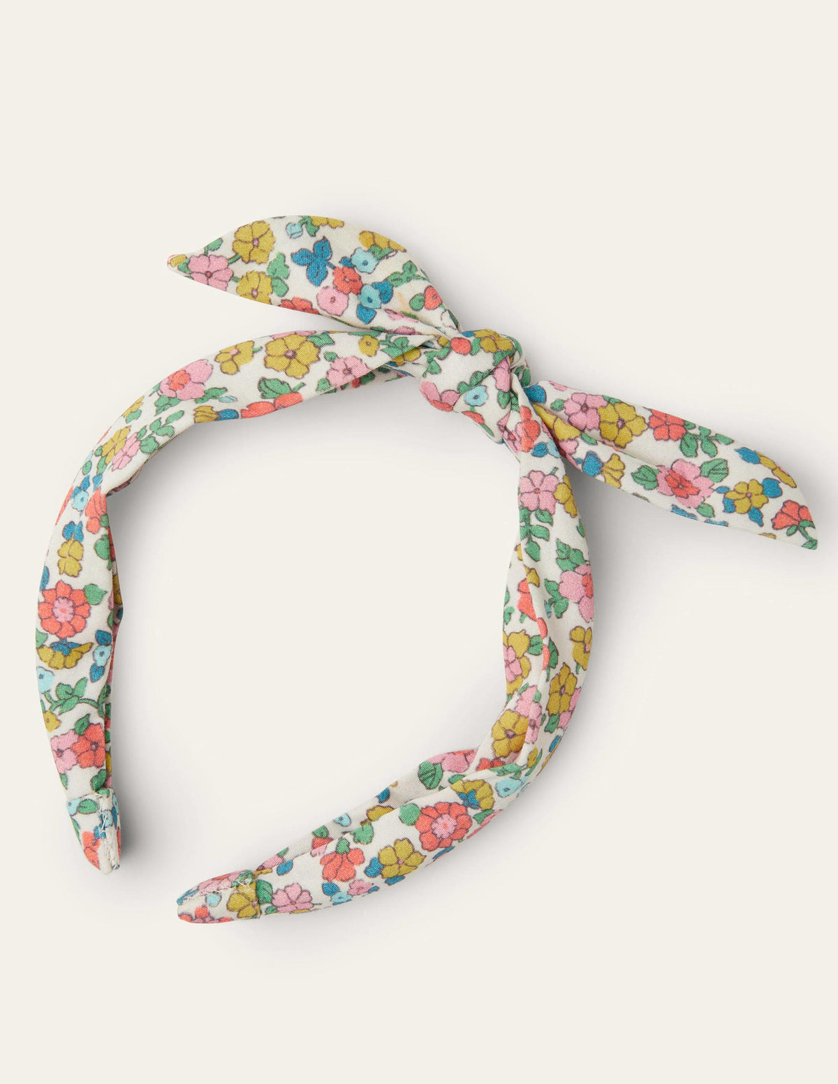 Knot Bow Headband-Ivory Vintage Flowerbed - Image 1