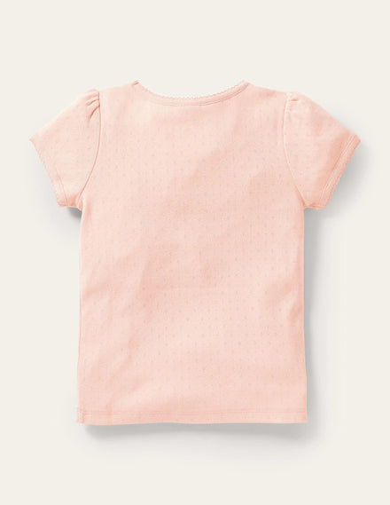 Short-Sleeved Pointelle Top-Provence Dusty Pink