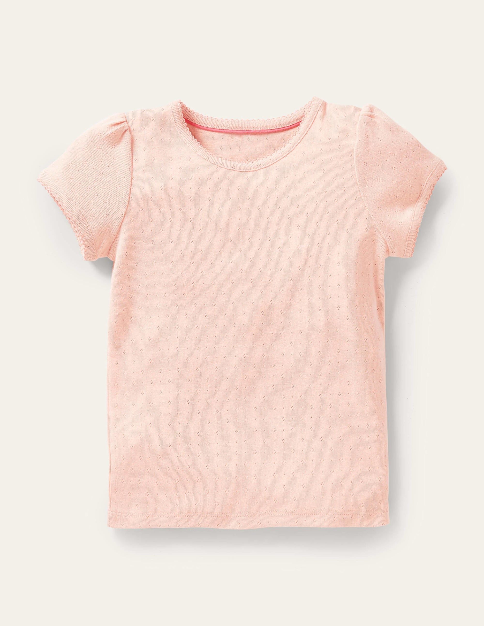 Short-Sleeved Pointelle Top-Provence Dusty Pink - Image 1