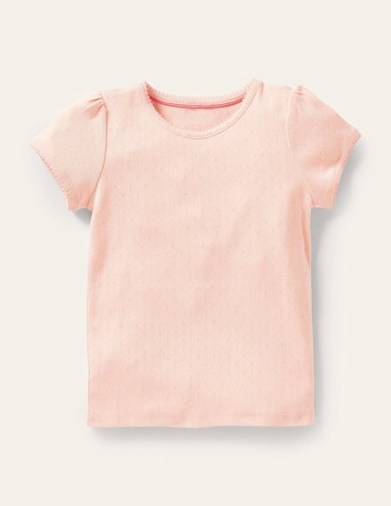 Short-Sleeved Pointelle Top-Provence Dusty Pink