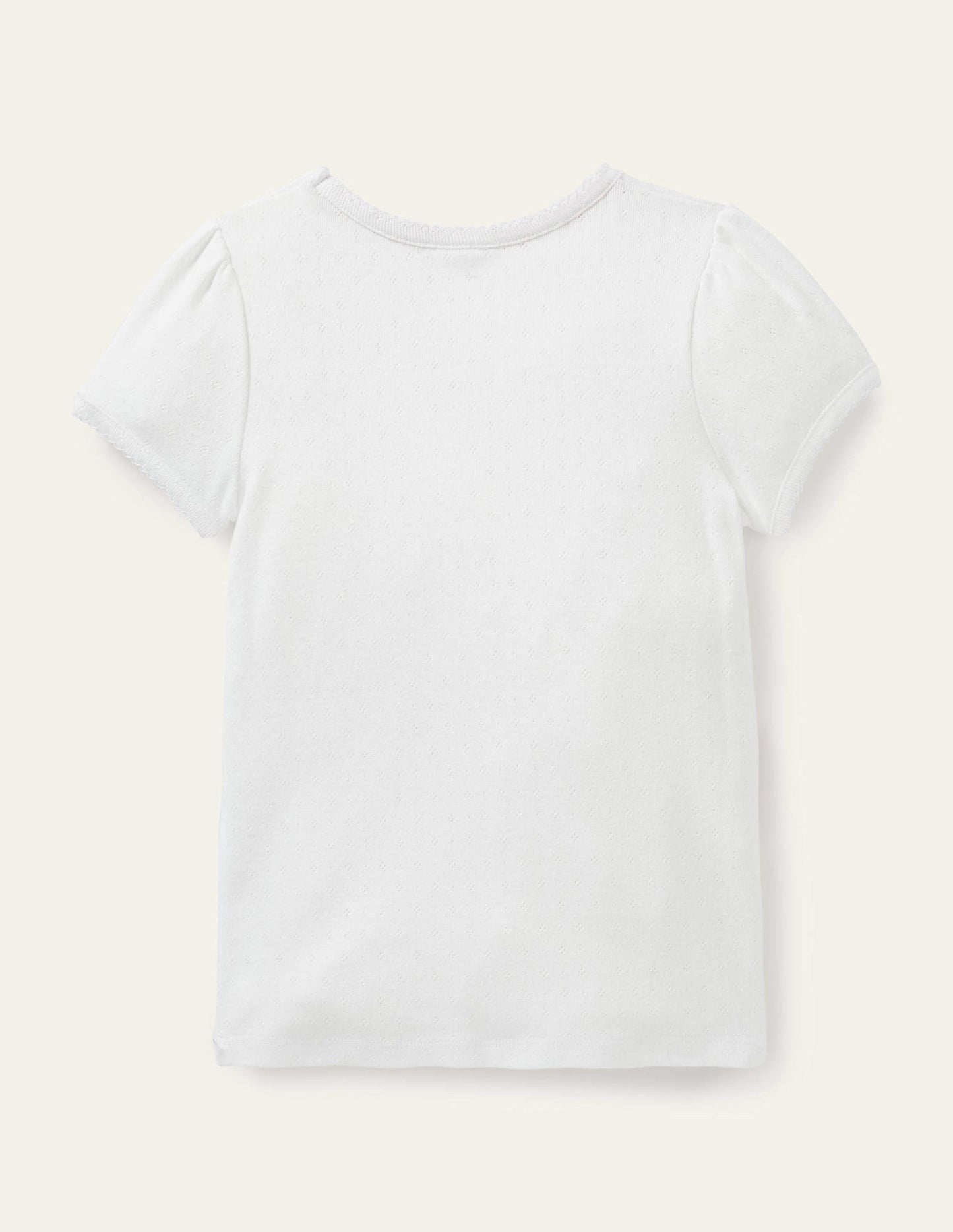 Short-Sleeved Pointelle Top-Ivory