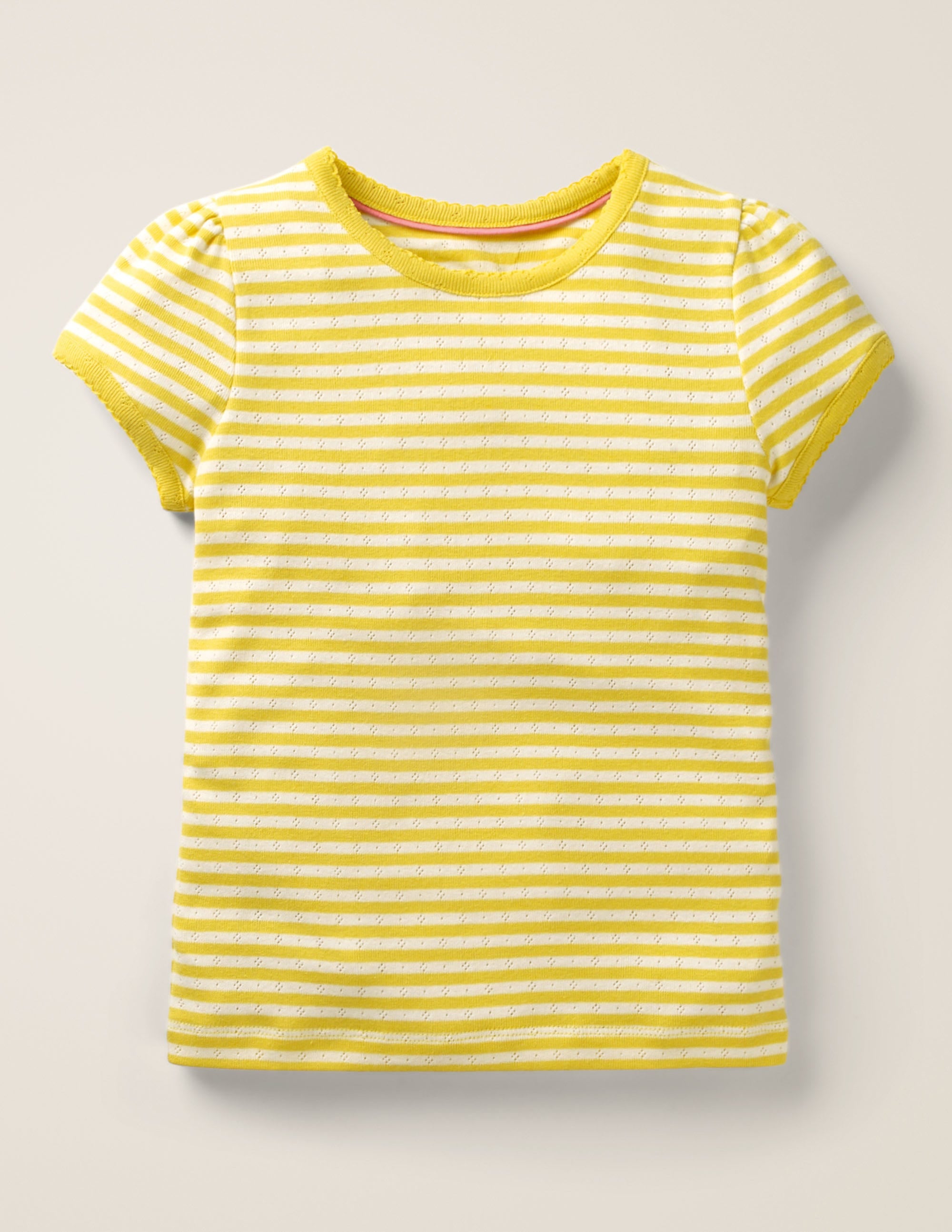 Short-Sleeved Pointelle Top-Daffodil Yellow/Ivory - Image 1