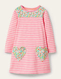 Pink Heart Fun Pocket Jersey Dress-Formica Pink/ Ivory