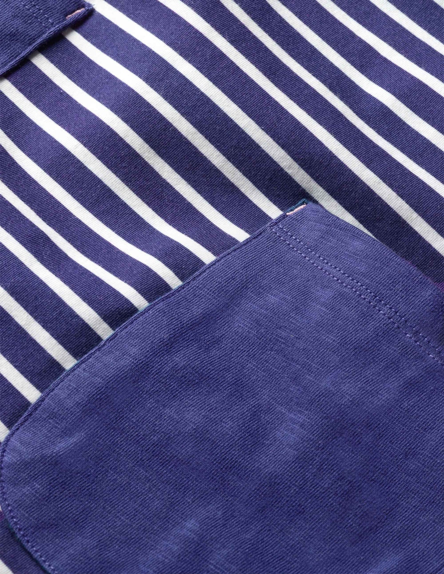 Blue Stripe Fun Pocket Jersey Dress-Starboard Blue Rainbow Cuff