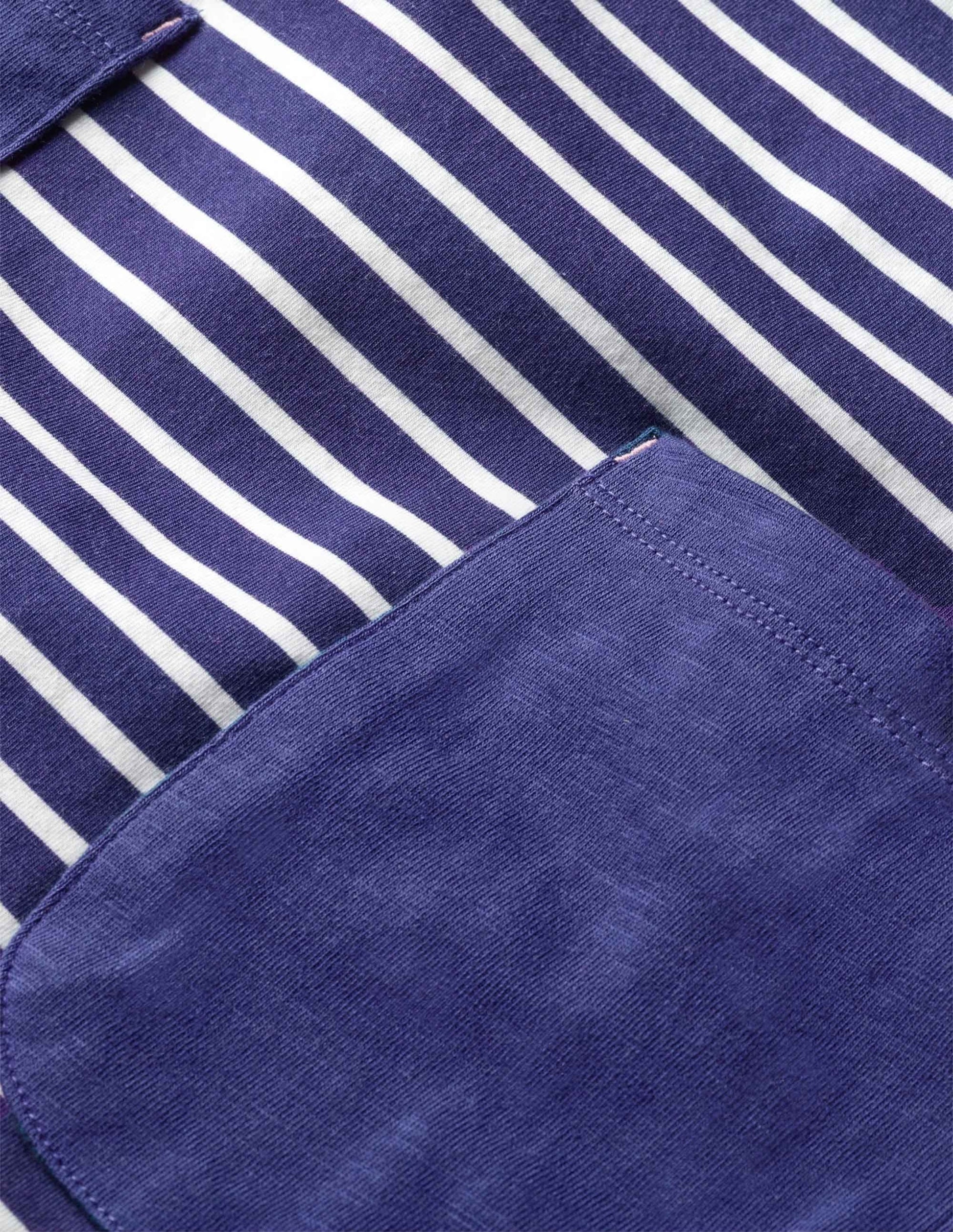 Blue Stripe Fun Pocket Jersey Dress-Starboard Blue Rainbow Cuff-3