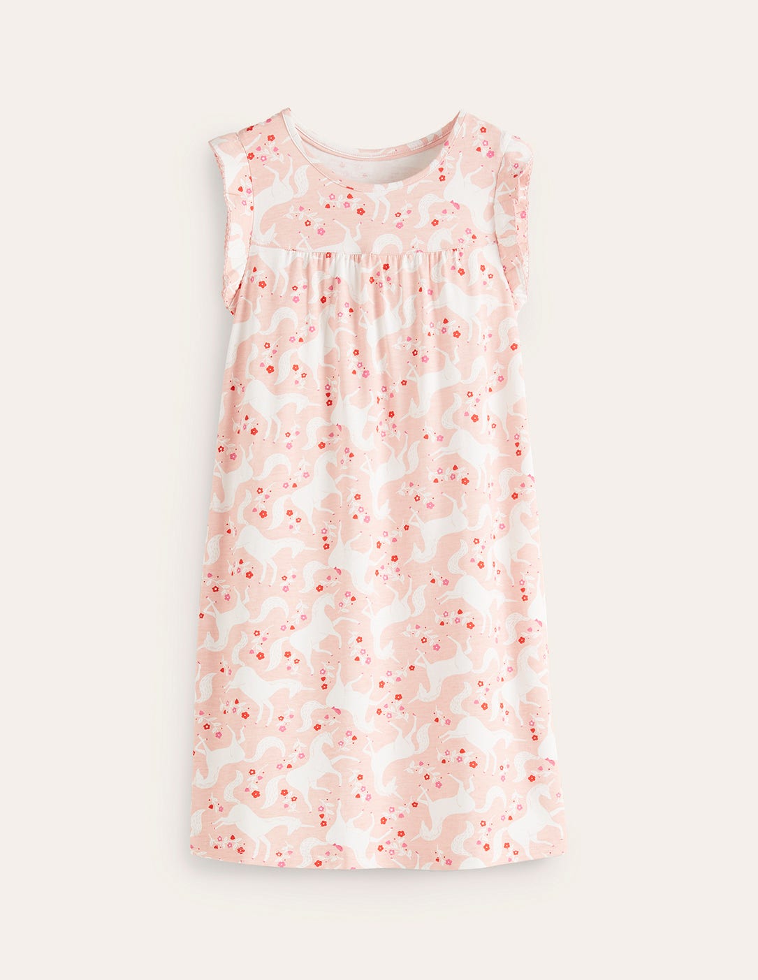 Printed Short-sleeved Nightie-Boto Pink Unicorn Floral