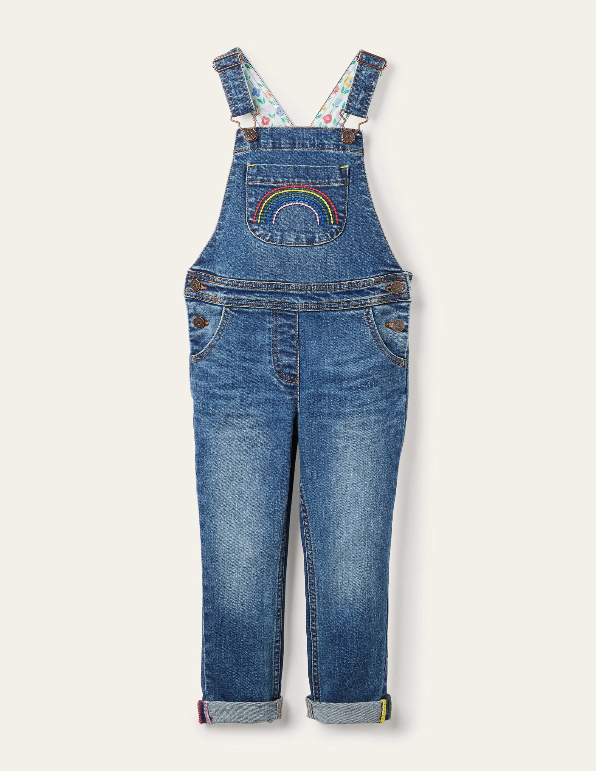 Fun Dungaree-Light Vintage Denim Rainbow - Image 1