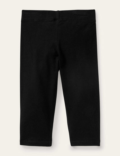 Plain Cropped Leggings-Black