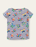 Short-sleeved Breton-Multi Butterfly Stripe