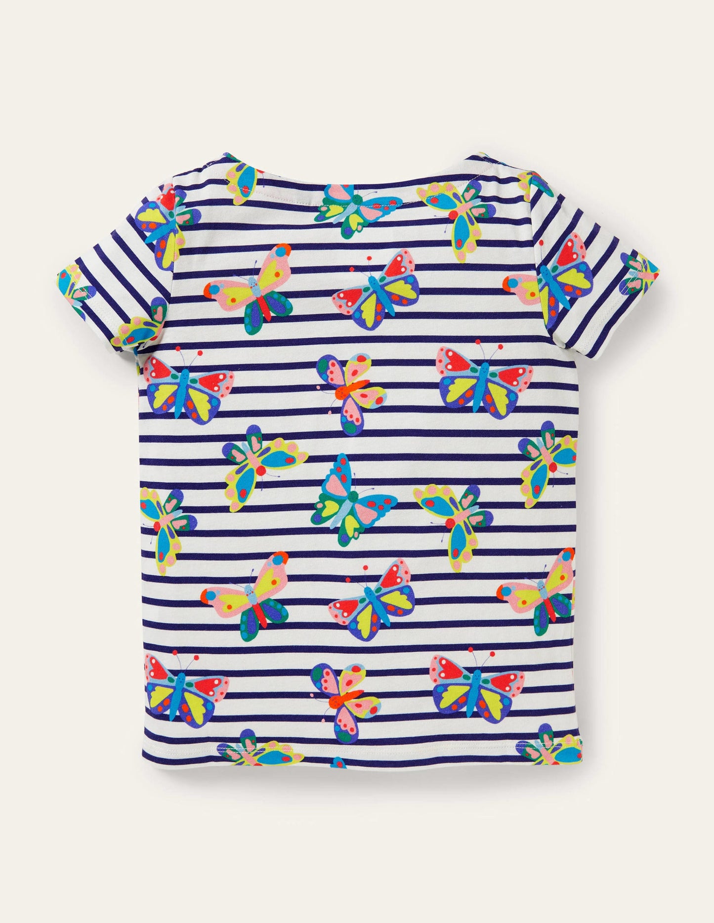 Short-sleeved Breton-Multi Butterfly Stripe