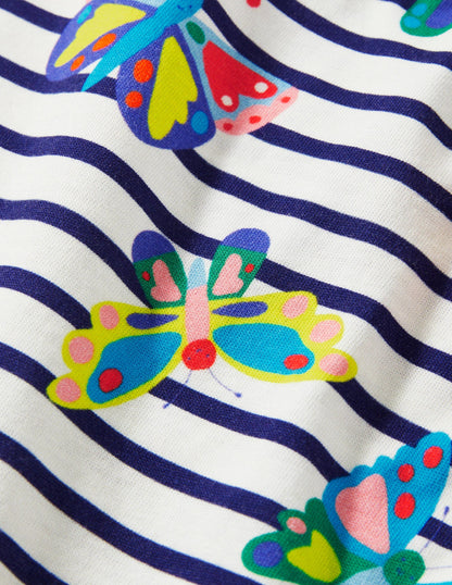 Short-sleeved Breton-Multi Butterfly Stripe