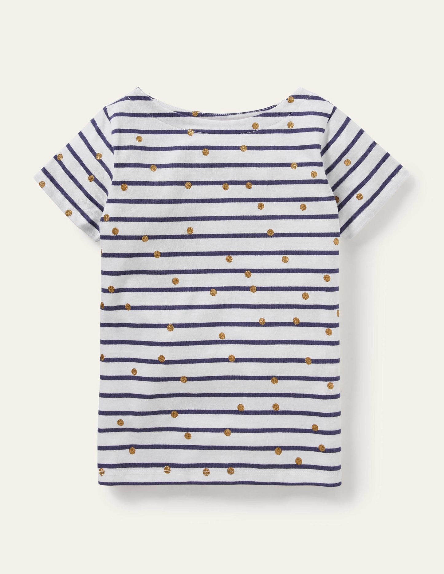 Short-sleeved Breton-Ivory/ Navy Gold Spot