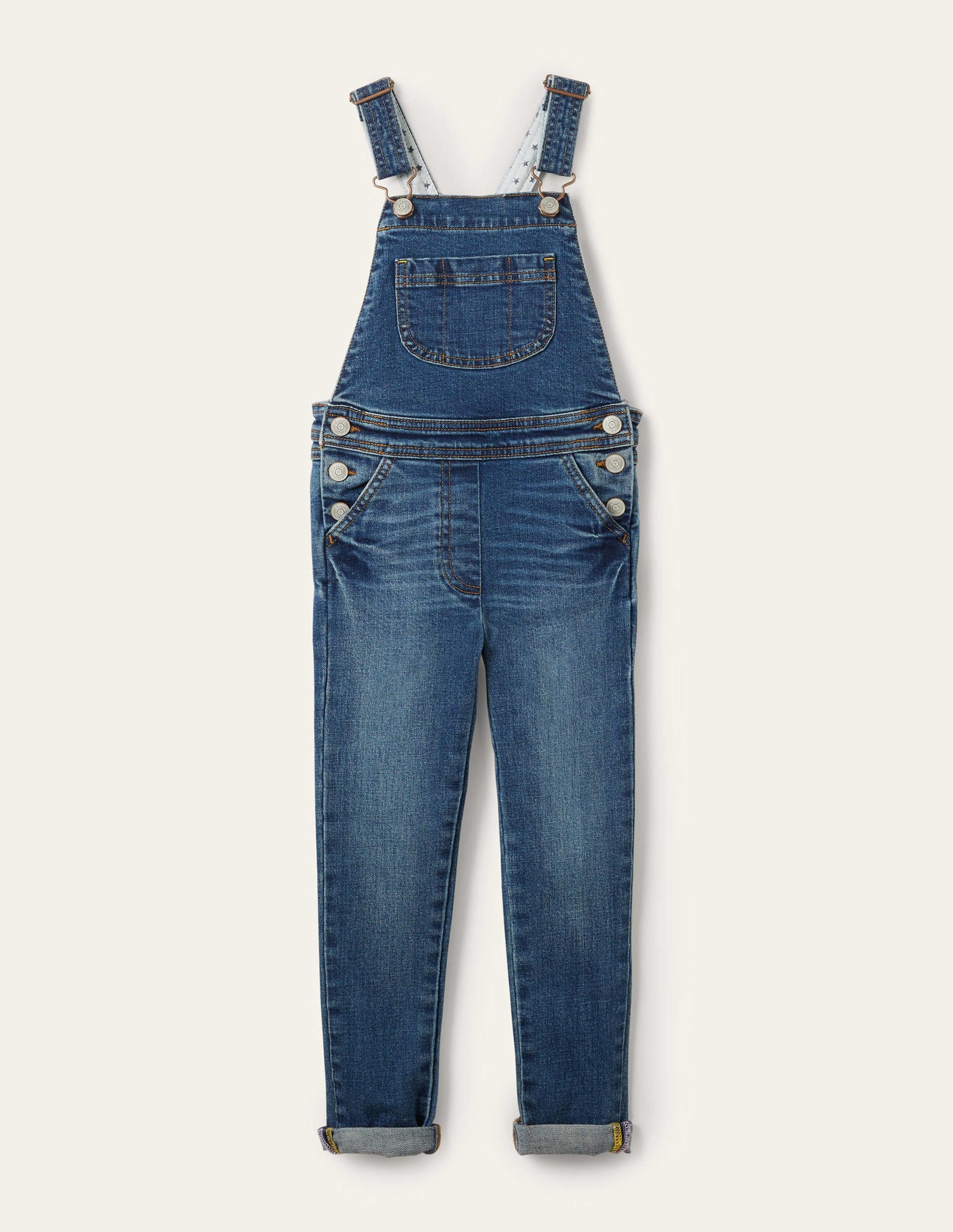 Skinny Fit Denim Dungarees-Mid Vintage Denim-1