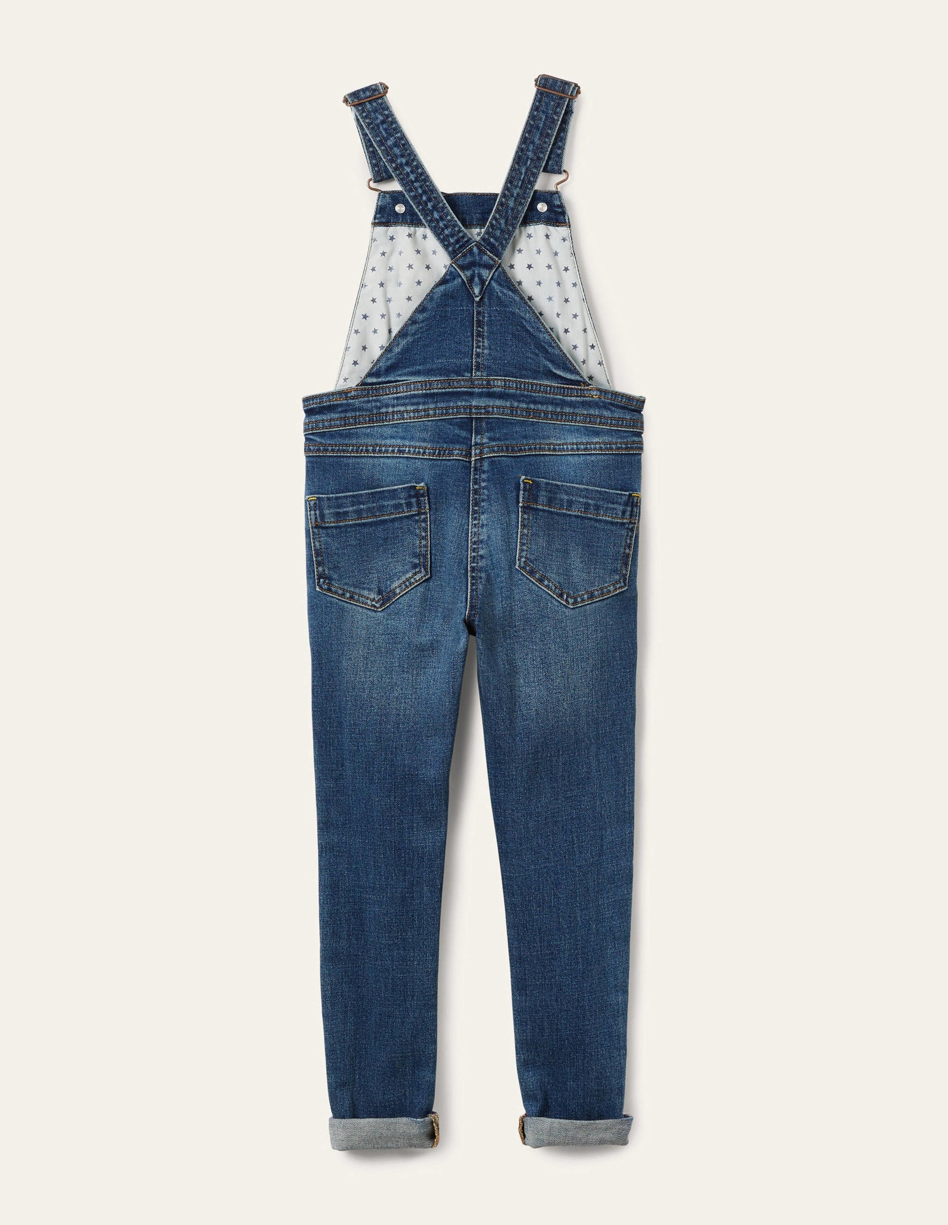 Skinny Fit Denim Dungarees-Mid Vintage Denim-2