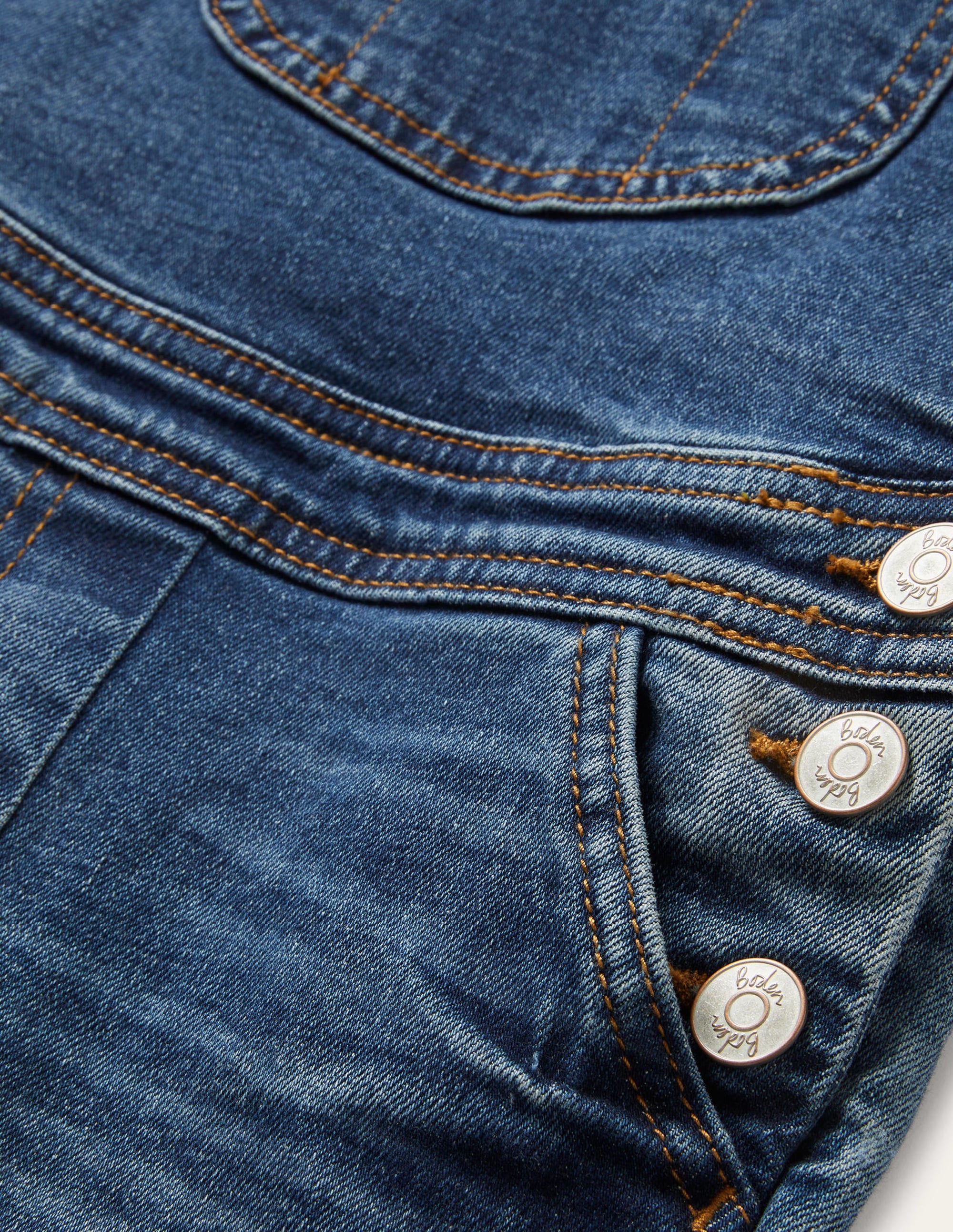 Skinny Fit Denim Dungarees-Mid Vintage Denim - Image 3