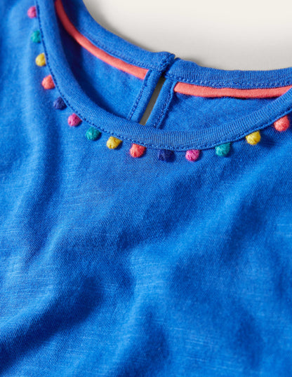 Charlie Pom Jersey T-shirt-Brilliant Blue-3