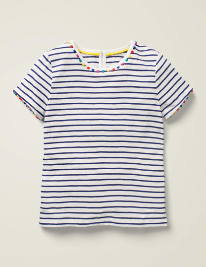 Charlie Pom Jersey T-shirt-Starboard Navy/Ivory