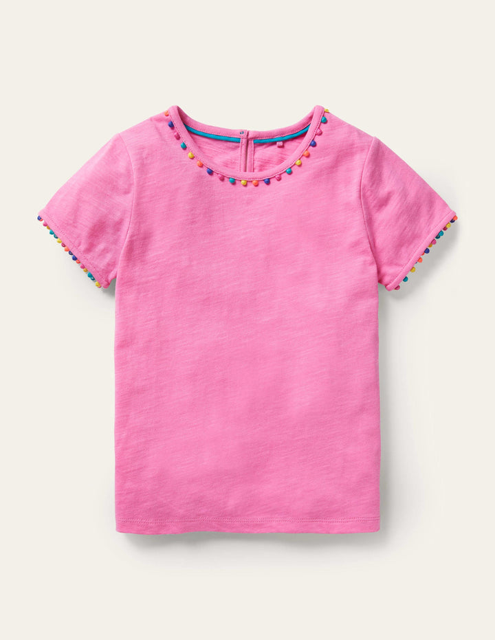 Charlie Pom Jersey T-shirt-Strawberry Ice Pink